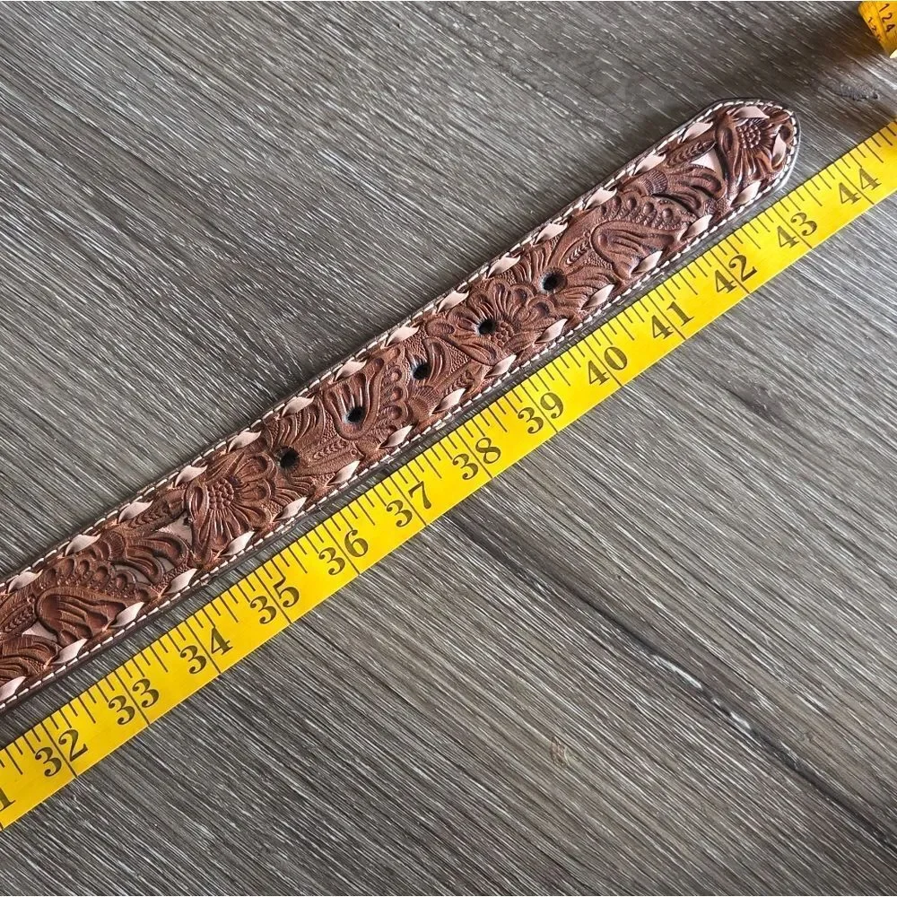 Nocona Womens Tooled Leather Western Belt, 1.5